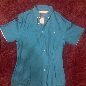 Topman Turquoise Short Sleeve Shirt